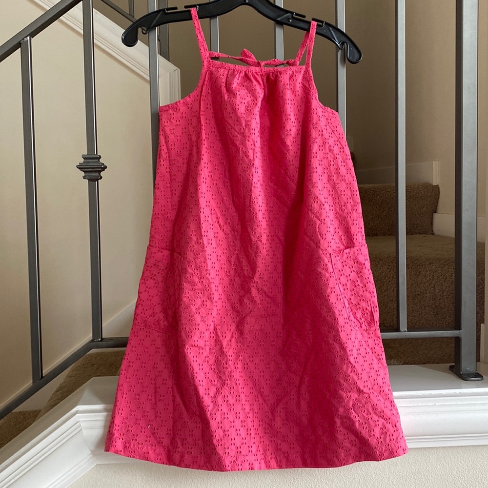 (NWT) Hanna Andersson sundress, pink cotton eyelet, Size 140 (10)